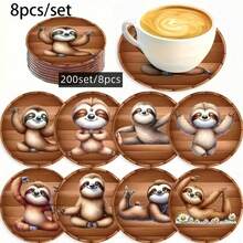 8 pièces/set Dessous de verre en bois, convient pour divers espaces commerciaux, salon, cuisine, salle à manger, cadeau, 1 set de 8 pièces, 200 sets de 1600 pièces