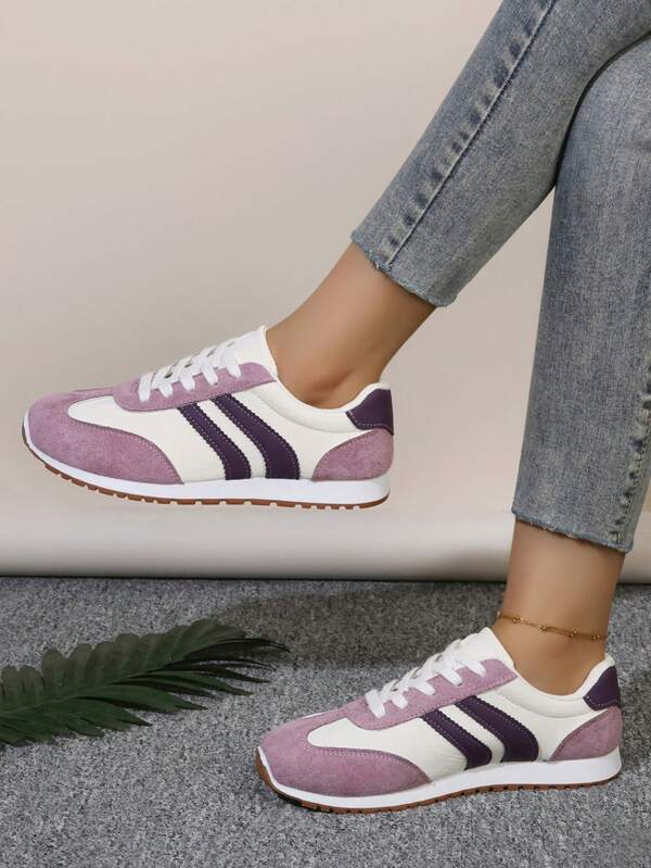 Chaussures de sport à lacets pour femmes en automne, à la mode, polyvalentes, douces et confortables en violet. Convient pour la course, la marche et la randonnée en extérieur