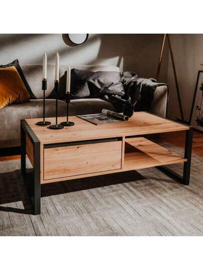 VidaXL Finori Denver 55 Artisan Coffee Tafel In Oak Anthracite Grijs view 4