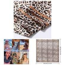 Satin Silk Scarf - Large Hair Bandana, Sleeping Wrap Women - Họa tiết da báo (Kahki) - Xem 2
