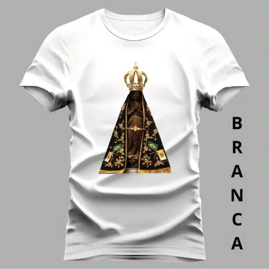 Premium Embroidered Cotton T-Shirt * 100% Cotton Mesh Thread 30.1 * Best Quality Products * Does Not Fade * Does Not Shrink * We Ship All Over Brazil * 100% Purchase * High Quality Stitching With Vivid Colors * Durability For More Than 100 Washes Gender: Male Sleeve: Short Sleeve Material: Cotton Collar: Round Summer Loose None Halloween Christmas - 白色 - 查看 1