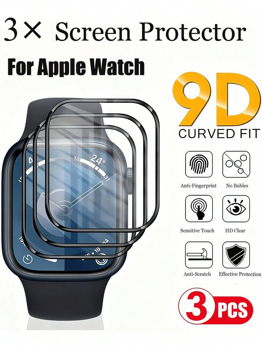 Yezodawee 3 片装适用于 Series 11/SE 3/Ultra 3/38/41/40/44 的柔性屏幕保护膜 - 柔软 TPU 膜，配有刮刀卡和清洁工具套装，用于无气泡健身/旅行保护 3H 防刮保护 + 防指纹涂层柔软 TPU 屏幕保护膜，适用于 42 毫米，无气泡，高清透明，触摸感应 - 3pcs - 查看 1