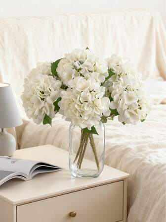 1/80支人造绣球花束，仿真植物，房间装饰，秋季装饰，花园秋季装饰，中心摆件，生日派对装饰，婚礼花篮，新娘手捧鲜花，家居装饰，餐厅，卧室，窗台装饰，花瓶装饰，情人节礼物，新年装饰，户外花园，开学季