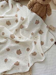 1pc Ditsy Floral Double Layer Baby Swaddle Blanket, Soft Cozy Wrap Towel