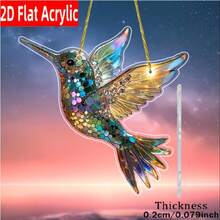 1 Hermoso atrapasol de colibrí - Estilo lujoso, vidrio acrílico de colores, tema de pájaros, colgante de puerta, decoración multifuncional de las cuatro estaciones, ideas de regalo únicas para el hogar y el jardín