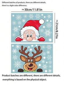 2 piezas Pegatinas navideñas para ventanas, Pegatinas de muñeco de nieve para ventanas, Pegatinas de vidrio navideñas, Decoración navideña y de invierno Pegatinas de copos de nieve para ventanas de vidrio, Pegatinas de decoración navideña para interiores Decoración navideña Pegatinas de Papá Noel, renos para fiestas