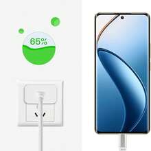 Realme 80W Ultra Fast Charger For Android Cellphone SuperVOOC Compatible With GT7 Pro, GT6T, 14 Pro+, 12 Pro+, 12+ 5G, 14 Pro, 12x 5G, C75, C67, Note 60 Fast Power Adapter EU Plug - White - View 8