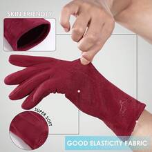 Women Winter Touchscreen Gloves Soft Comfortable Thermal Elastic Stretch Texting Glove Traveling, Cycling, Running - 紅色 - 查看 3