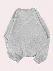 Sudadera "Believe" con gorro navideño estampado – moderna, elegante y acogedora para mujer - Gris - Ver 2