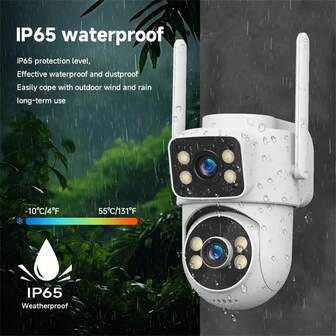 1pc Outdoor Surveillance HD 5G WIFI Camera, Dual-Lens Security Protection Wireless WIFI Camera, Support Night Vision, AI Motion Detection, Two-Way Communication And WIFI Function - 1080p HD Image Display, Pet Camera USB Powered, Bedroom Nanny Camera, Smart Home Camera, Camera Accessory And APP Control, Suitable For House, Room, Garage, Yard Monitoring.