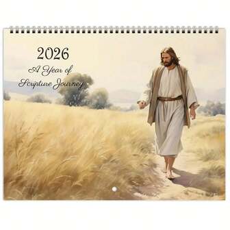 2026 Christian Bible Verse Calendar With Daily Scripture Jesus-Themed Art - Weekly Monthly Layouts, Inspirational Christian Planner For Prayer, Fasting, Spiritual Growth Paperback For Home