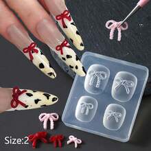 1 件装 美甲蝴蝶结郁金香模具 3D 雕刻弧形高透明硅胶模板