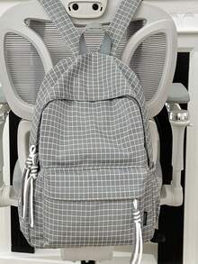 Mochila casual minimalista de gran capacidad, adecuada para estudiantes de secundaria y universidad, mochila a cuadros ligera y versátil