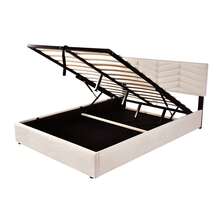 Upholstered Bed 140*200 With Slatted Base And Headboard, Upholstered Bed With Height-Adjustable Headboard, For Adults And Teenagers, Wooden Slats, Easy Assembly, Dutch Velvet, Beige - Beige - View 9