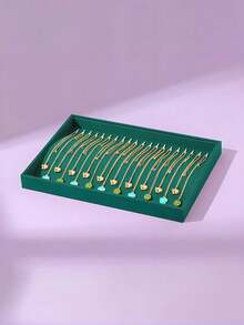 1pc 20-Hook Necklace Display Organizer, Made Of Medium Density Fiberboard, Jewelry Display Tray Suitable For Necklaces & Pendants, Ideal For Women And Girls, T-Bar Stand, Velvet Jewelry Tray, Ring Holder, Store Display Cabinet, Jewelry Exhibition, Ring Storage Box - Multicolor - View 9