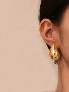 6pcs-12pcs/Set C-Shaped & Water Drop Hoop Earrings For Women - Fashionable Geometric Design, Suitable For Daily Wear & Women Jewelry Gift Earrings