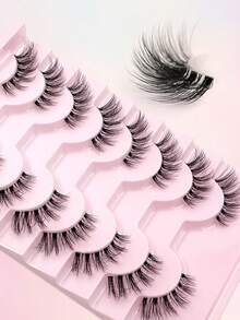ENCHUW 8 Pairs Half Lashes Clear Band Soft Cat Eye Lashes Makeup Tool Extension For Daily Wear