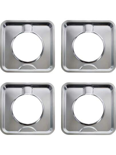 1 Peça Bandeja de Gotejamento para Fogão a Gás, Revestimento Quadrado de Queimador de Gás em Aço Inoxidável, Tampa do Forno Revestida de Folha de Alumínio para Capturar Óleo, Gordura e Respingos de Alimentos