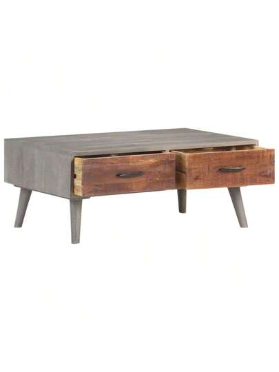 VidaXL Coffee Tafel 100x60x40 Cm Solid Rough Mango Wood Grijs view 4