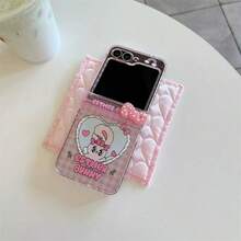可爱卡通兔子爱心折叠手机壳，兼容三星 Galaxy Z Flip3 5G/Galaxy Z Flip 4 5G/Galaxy Z Flip 5 5G/Galaxy Z Flip 6 5G/Galaxy Z Flip 7 5G，女士款 - 彩色 - 查看 3
