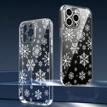 Funda de Teléfono Transparente con Patrón de Copo de Nieve Compatible con iPhone 17 Air/16/15/14/13/12/11 Pro Max 16 Plus, Adecuada para Hombres y Mujeres, Simple y Personalizada, Protección a Prueba de Golpes - transparente - Ver 1