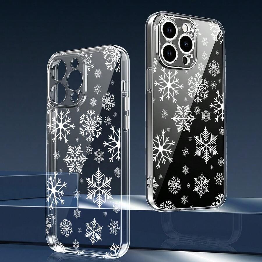 Funda de Teléfono Transparente con Patrón de Copo de Nieve Compatible con iPhone 17 Air/16/15/14/13/12/11 Pro Max 16 Plus, Adecuada para Hombres y Mujeres, Simple y Personalizada, Protección a Prueba de Golpes - transparente - Ver 1