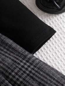 Conjunto de 3 piezas de estilo escolar casual para niña joven que incluye: chaleco estampado, camiseta de cuello alto sólida y falda plisada a cuadros, adecuado para uso diario, al aire libre, ir a la escuela y vacaciones