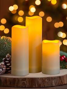 4/12pcs Waterproof LED Candles With Remote And Timer, Outdoor Flickering Flameless Candles, Realistic Battery-Powered Pillar Candles, Suitable For Wedding, Halloween, Christmas Home Decoration, 4 Sizes Available