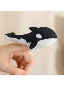 1件可爱海洋系列动物手指偶毛绒玩具，包括迷你鲨鱼、虎鲸、海龟、螃蟹、章鱼、小丑鱼手指偶，亲子互动玩具，儿童生日礼物 - 彩色 - 查看 10