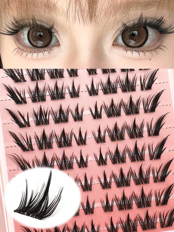 80 قطعة من رموش صناعية منفصلة بدون غراء، رموش صناعية عالية السعة بدون غراء من سلسلة وحوش VBS - ثعلب كلب، جاهزة للاستخدام، بدون غراء وقابلة للإزالة، لا حاجة لاستخدام الغراء، شرائط جيلي حرارية، قابلة لإعادة الاستخدام، سهلة لإنشاء مكياج عيون رقيق، مناسبة للتنقل اليومي والمواعيد