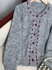 Cárdigan de punto con cuello redondo, suave y lindo para mujer, nuevo diseño casual y holgado de primavera 2025