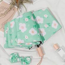 1pc Folding Automatic Inverted Umbrella, UV Protection Windproof Sunshade Umbrella For Women, High-End, Rainy And Sunny Use Summer Cooling,Beach,Travel