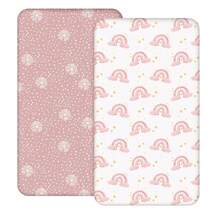 2 Pcs/Set Baby Crib Sheets, Star & Rainbow Pattern Newborn Infant Soft & Breathable Fitted Crib Mattress Cover - Multicolor - View 19