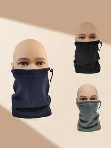 半件装男士抓绒保暖脖套/帽子，多功能保暖头套，带保暖内衬的防寒帽，男士户外骑行脖套围巾，适合秋冬季徒步，日常使用 - 彩色 - 查看 1