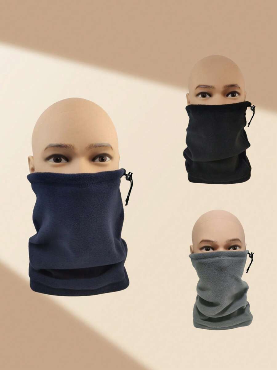 半件装男士抓绒保暖脖套/帽子，多功能保暖头套，带保暖内衬的防寒帽，男士户外骑行脖套围巾，适合秋冬季徒步，日常使用 - 彩色 - 查看 1