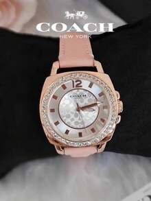 Coach Mother Of Pearl White Dial Pink Leather Strap Watch For Women - Pink - View 4