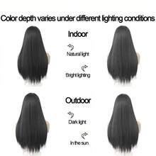 Parrucca nera lunga e dritta in fibra sintetica resistente al calore per donne