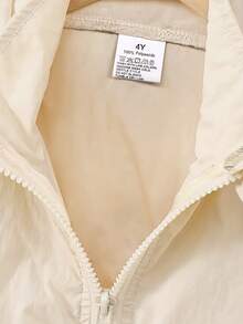 Girls' Spring/Autumn Fashionable Minimalist Hooded Zip-Up Long Sleeve Jacket, Casual Outdoor & Hiking Wear With Pockets - Apricot - View 3