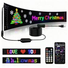 1个圣诞LED矩阵面板灯，USB供电，恶魔之眼造型，柔性屏，APP控制，可DIY编程，适用于汽车装饰配件、新年装饰 - 柔性螢幕 - 查看 3