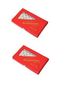 1pc/2pcs Mini Domino Tiles, Portable - Classic Checkerboard Game, - Standard Domino Tile Set 28 Pieces Black Box, Black/Cream Medium Domino Tiles - 1 Set Of 28 Ivory Tiles - Classic Family Game Hardboard Box