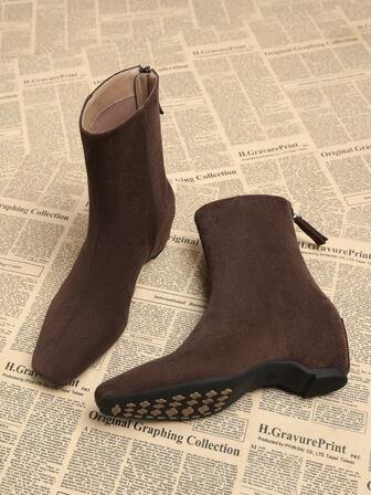 Vintage Brown Maillard Ankle Boots For Women, New Autumn/Winter Bestselling Platform Short Boots, Stylish And Chic
