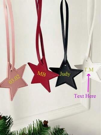 Customized Initial Star PU Leather Luggage Tag, Bag Charm, Car Pendant, Decoration Accessory, Keychain, Suitable For Girlfriend, Bridesmaid, Wedding, Birthday, Best Friend, Mother's Day, Couple Gifts