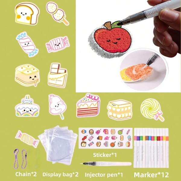 Kit de manualidades DIY Caja 2025: 4 temas de pintura de espuma misteriosos + 12 pinceles | Crea llaveros y decoración 3D (Regalo de Navidad/Halloween/Cumpleaños/Año Nuevo para niños de 6 a 12 años)