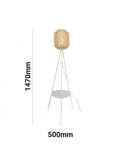 Alpinaluz Aluminum Tripod Vloer Lamp Bamboo Wicker Shade Diff Tray Tafel Living Room Bedroom E27 view 6