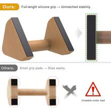 Push Up Bars With Thickened Soft Plastic Handle Stable Non-Slip Base Floor Strength Training Pushup Stands For Home Gym Fitness - G: All Wood - View 5
