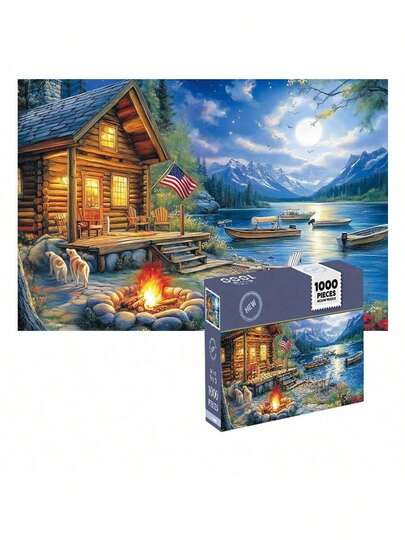 1000pcs Starry Sky Puzzle, Stress Relief Mini Puzzle Toy, Includes Puzzle Pieces And Drawing Paper, Best Gift For Adult Art Creation And Family Game - Starry Sky - Moonlight Cottage - Dolphin - Underwater World Puzzle - Challenging Puzzle - Leisure Relaxation - Gift