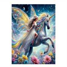 Canvas Unicorn And Fairy Art Poster, Waterproof Soft Canvas Material, Frameless Modern Wall Decor, Abstract Fantasy Artwork For Home, Office, And Dorm - A - View 1