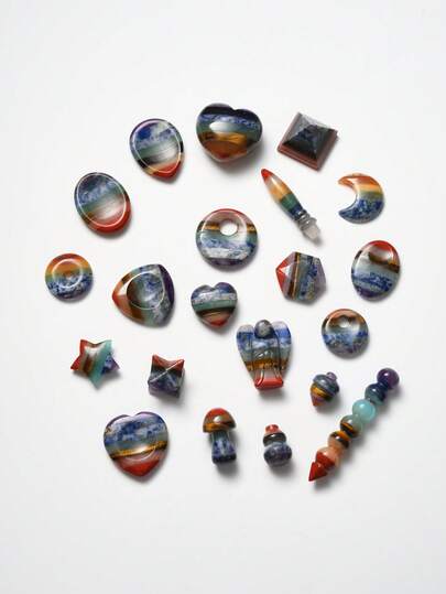 1/5/10/20pcs Multi-Color Chakra Stone Natural Tumbled Asymmetrical Polished Quartz Yoga Energy Beads Chakra Healing Pendant DIY Jewelry Making Accessories