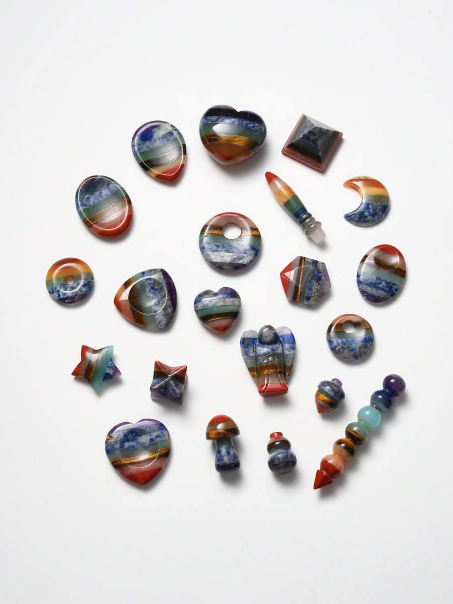 1/5/10/20 piezas Piedras de colores múltiples del Chakra Cuarzo natural pulido asimétrico Cuentas de energía de yoga para sanación del Chakra Accesorios para hacer joyas DIY