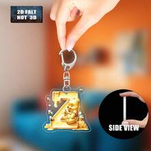 2D Impresión plana, 1 llavero acrílico, 26 letras del alfabeto inglés y abeja de Navidad A-Z, colgante con inicial de nombre, lindo colgante de bolso, llavero de pareja, llavero de coche, adecuado para Navidad, Acción de Gracias, Día de San Valentín, decoración festiva, regalo de carnaval, regalo de Navidad 2D Plano